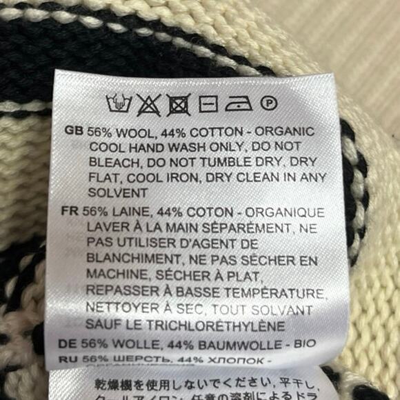 Toteme Cream Black Striped Wool Knit Long Sleeve Turtleneck Sweater Top Size XS - Picture 4 of 4